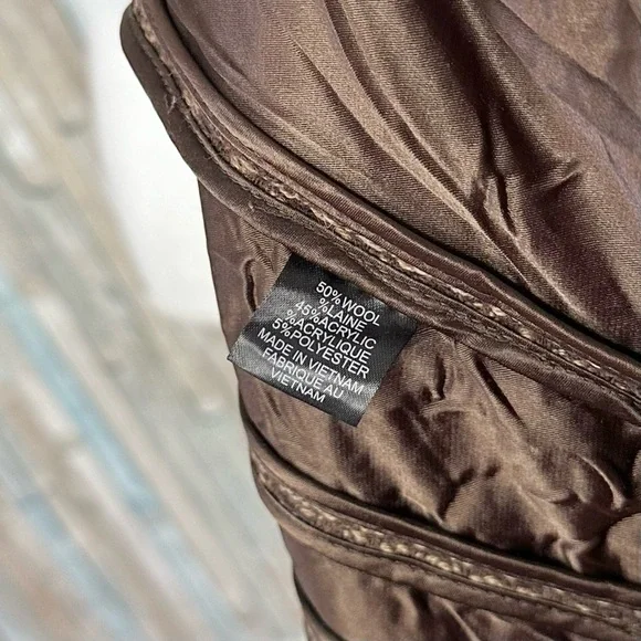 Tahari XS Brown Tweed Wool Velvet Collar Snap Blazer Jacket Vintage Victorian - Picture 8 of 8